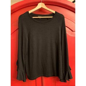 Banana Republic Size Small Black Ruffle Sleeve Lightweight Soft Sweater EUC